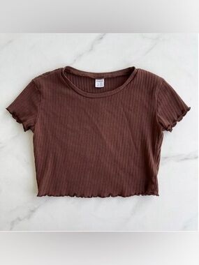 🤎 SHEIN Ribbed Crop Top in Chocolate Brown | 11-12Y (XS)